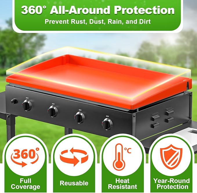 LOPNUR Full-Edge Silicone Grill Cover 36 Inch for Blackstone Griddle, Upgraded Heavy Duty Food Grade Silicone Mat for Blackstone Griddle Accessories, Protects Outdoor Grill from Dust and Rust Yearly