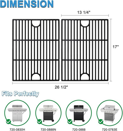 Grill Replacement Parts for Nexgrill 4 Burner 720-0830H, 720-0783E, 720-0830D, 5 Burner 720-0888N, 720-0888, 17 Inch Cast Iron Grill Grates, Burner Tubes, Heat Shield Tent Plates and Igniters.