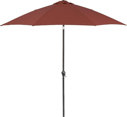 Sunline 9 ft Patio Umbrella with Crank & Push Button Tilt, Outdoor Market Umbrella with UV Protection & Wind Vent and Fiberglass Ribs, Metal Frame for Deck, Pool & Table, Brick