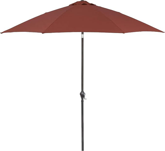 Sunline 9 ft Patio Umbrella with Crank & Push Button Tilt, Outdoor Market Umbrella with UV Protection & Wind Vent and Fiberglass Ribs, Metal Frame for Deck, Pool & Table, Brick