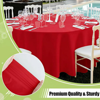 Smiry Disposable Table Cloth - 6 Pack, 84 Inch Round Waterproof Tablecloths for Parties, Decorative Plastic Table Cover, Leakproof & Sturdy, Red