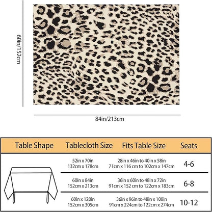 TKS MITLAN Tablecloth Leopard Table Cloth Rectangle Table 60 x 84 Inch Cheetah Skin Tiger Leather Spotted Fur Beige Brown Kitchen Decorations for Home Dinner Party