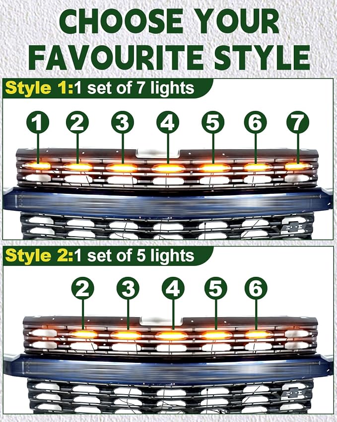 LED Grill Lights for 2019 2020 2021 Chevy Silverado Accessoreis | Clip On Front Grille Insert Light Bar Head Lamp Fits Silverado Trail Boss,WT,Custom Only