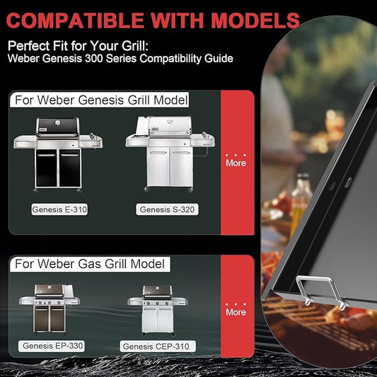 Full-Size Griddle Insert for Weber Genesis 300 Grill Parts Genesis S-310 S-320 S-330 E-310 E-320 E-330 CEP-310 EP-310 EP-320 EP-330 Accessories, Carbon Steel Flat Top Griddle Insert for 7524 Grate