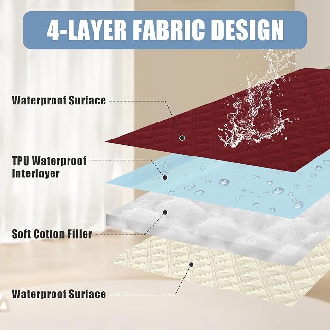Smiry Waterproof Reversible Pet Couch Covers for Dogs | Pet Friendly, Soft Fabric, Washable Sofa Furniture Protector for Dogs Cat Kids, Checkered (68"x82", Wine Red/Beige)