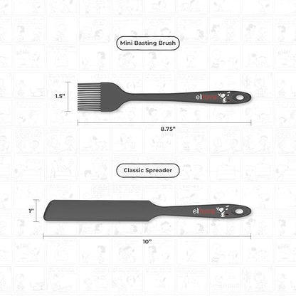 Elihome × Peanuts Silicone Basting Brush (8.75”) – Heat Resistant to 600°F, Food-Grade Platinum Silicone, Seamless 1-Piece Design, Non-Stick Safe, Dishwasher Safe, Dark Grey