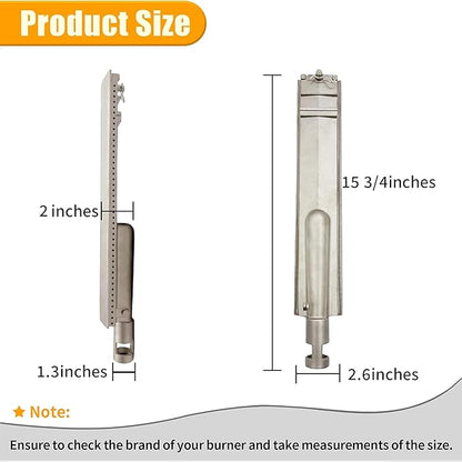 4-Set 15 3/4" Heavy Duty Cast 304 Stainless Steel Grill Burners for Bull, Premium Outdoor Bull BBQ Gas Grill Replacements Parts for Cal Flame P-Series, Aussie, Thermos, Turbo, Beefeater, etc