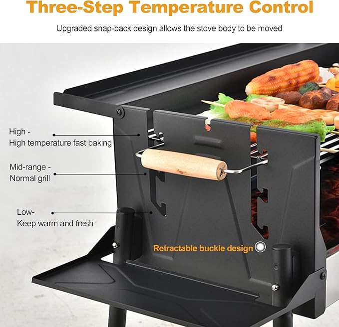 Ergocar BBQ Grill, Portable Stainless Steel BBQ, Detachable Charcoal Grill with Stand, Smoker Grill Racks for Outdoor, Travel, Picnic, Camping, Garden Summer Party