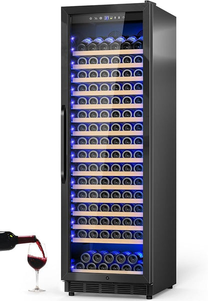 Velivi 24" Wine Cooler Refrigerator Black, 24 Inch Wide Large Capacity Freestanding/Built in Wine Fridge for 176 Bottles with Safety Lock, Professional Wine Cellar with Glass Door