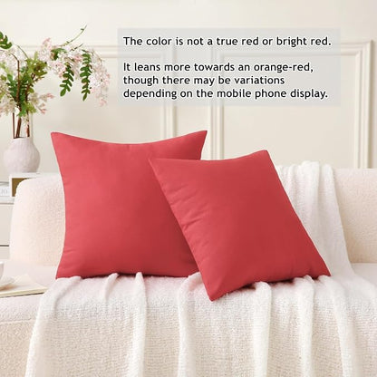 20 x 20 Inch Throw Pillow for Outdoor Seating, Waterproof Lumbar Pillows with Insert, Square Decorative Garden Cushion for Couch Patio Sofa Home Furniture (Red, 20" x 20" (Pack of 2))