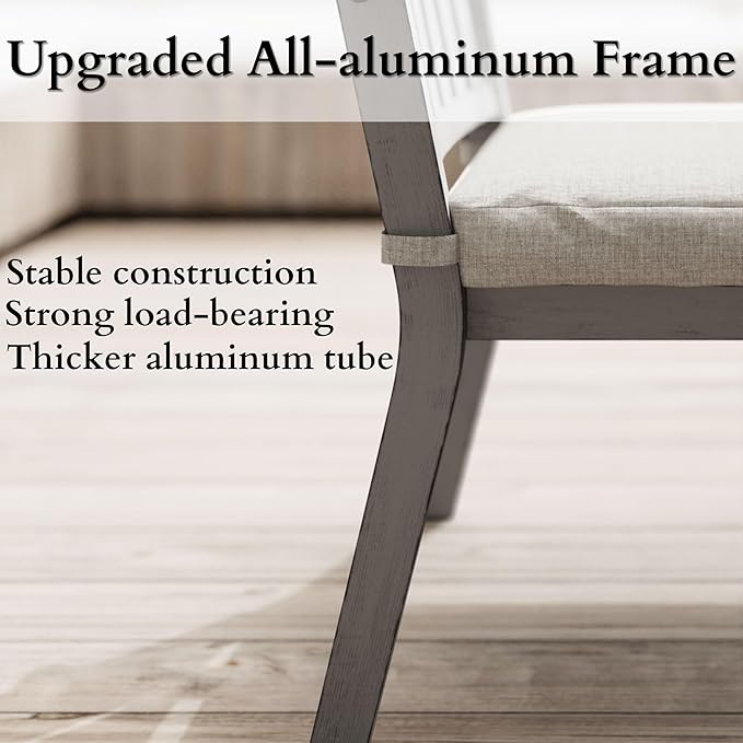 FansaFurn Patio Dining Chairs Set of 2, Aluminum Outdoor Patio Chairs with Waterproof Cushions, Metal Outdoor Patio Furniture Set for Porch, Balcony, Deck, Backyard, Grey
