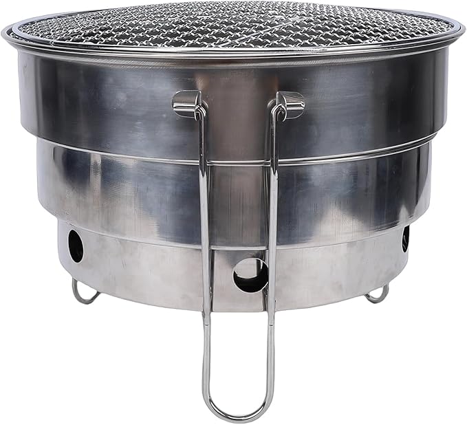 Keenso Portable Charcoal Grill, Stainless Steel, Foldable Design, Ideal for Camping and Backyard Cookouts (CW305 28 BBQ Grill)