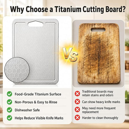 3-Piece Titanium Cutting Board Set, Scratch-Resistant, Dishwasher Safe | 3-piece titanium cutting board set with juice grooves,non-slip mat,double-sided use,dishwasher-safe cleanup for kitchen & BBQ