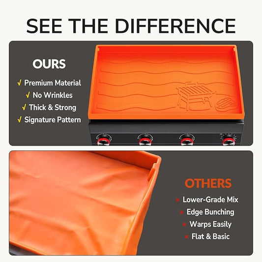 22" Silicone Griddle Mat for Blackstone, Upgraded Full-Coverage Griddle Protector for Flat Top Grill, Heavy Duty Food-Grade Silicone Grill Mat, Protective Griddle Cover for Dirt, Rust & Debris