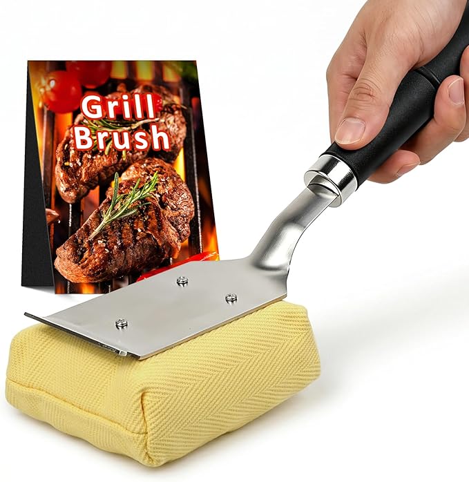 TNTOR Grill Brush Bristle Free with Scraper, 2 Removable BBQ Clearning Brush Head and 18" Handle BBQ Grill Brush for Outdoor Grill, Grill Tools for Grill/Smoker/Gas/Charcoal, Grill Gifts for Dads