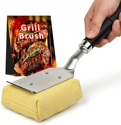 TNTOR Grill Brush Bristle Free with Scraper, 2 Removable BBQ Clearning Brush Head and 18" Handle BBQ Grill Brush for Outdoor Grill, Grill Tools for Grill/Smoker/Gas/Charcoal, Grill Gifts for Dads