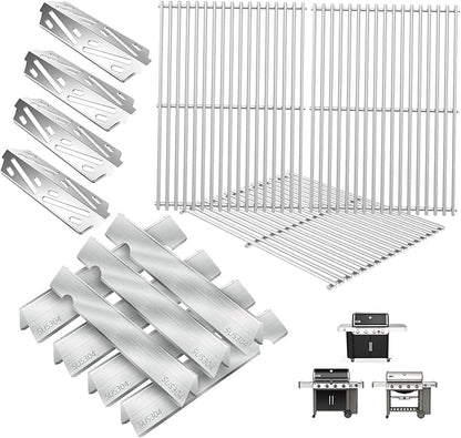 Genesis 2 E410 Grill Parts for Weber Genesis 4 Burner GS4 Genesis II/II LX 400 SER, Genesis 400 (2022Y) Replacement for Weber Flavorizer Bars 66030, Heat Deflector 66041 & Grates 66089 Stainless Steel