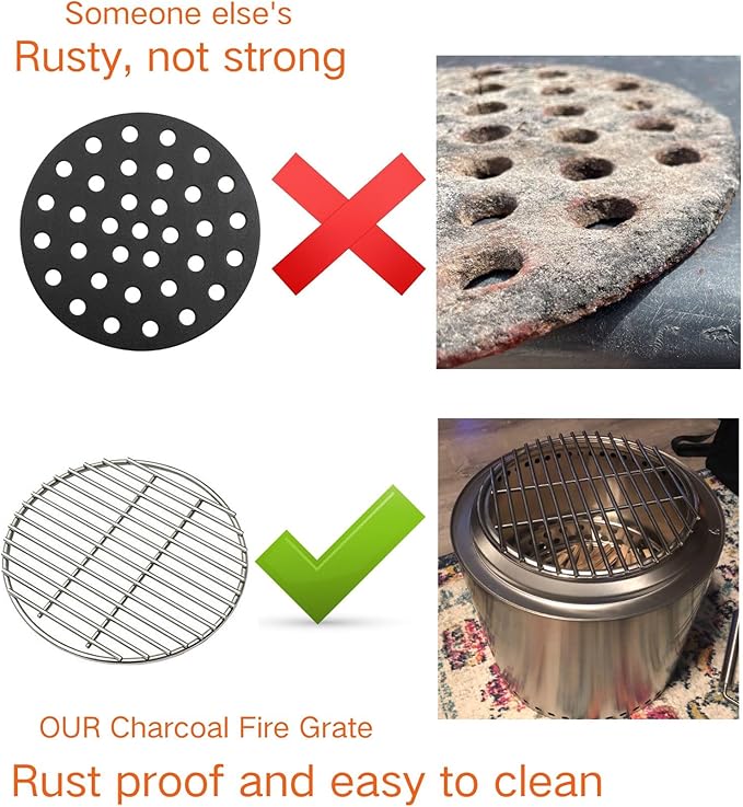 onlyfire Stainless Steel High Heat Charcoal Fire Grate for X-Large Big Green Egg, Weber 22 Inch Charcoal Grills -17 Inch