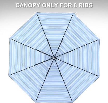 MASTERCANOPY Patio Umbrella 10 ft Replacement Canopy for 8 Ribs-Navy and Blue Stripe Canopy Only