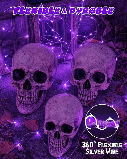 4 Pack 60 LED Fairy Lights Battery Operated with Timer 20FT Halloween Light | Purple, Cuttable Copper Wire, Waterproof Battery String Lights for Indoor Outdoor, Bedroom, Home, DIY, Halloween Decorations