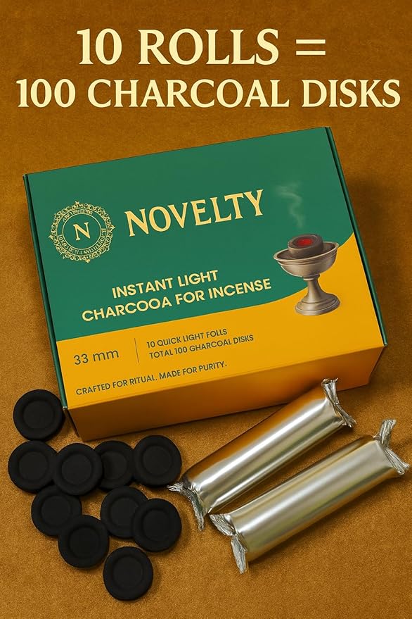 Novelty Quick Light Charcoal Discs – 100 Tablets (33mm) for Incense, Frankincense, Bakhoor & Resin Burners | Fast Lighting, Long Lasting & Clean Burning