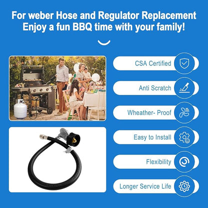 For Weber Hose and Regulator kit, for Weber Grill Regulator Replacement, Fits for Spirit II (2017-2019) and Spirit E310 E320 E210 Genesis II 210/LX 240 and Genesis II 300/400 (2017-2019) Gas Grills.