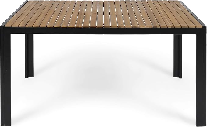 Christopher Knight Home Dining Table, Teak Finish + Black