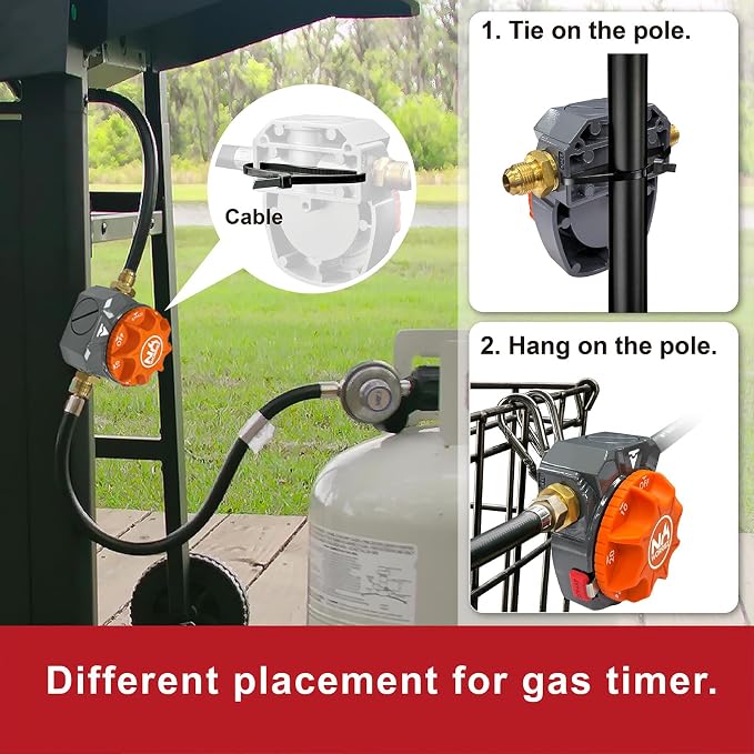 NO WORRIEZ Bypass Propane/Natural Gas Timer, High-Pressure 5 PSI, 1/2" NPT | Safety Auto Shut Off, 100,000 BTU, Fits Outdoor Grill, Fire Pit, Pizza Oven, BBQ, Smoker, Turkey Fryer, Mechanical Valve