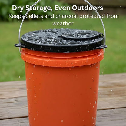 Skywin 5 Gallon Bucket Lid, 2 Pack Seal Lid, Wood Pellet Storage Containers, Bird Seed Container, Lump Charcoal Storage, Weather Resistant Rubber (Bucket Not Included) (Black)