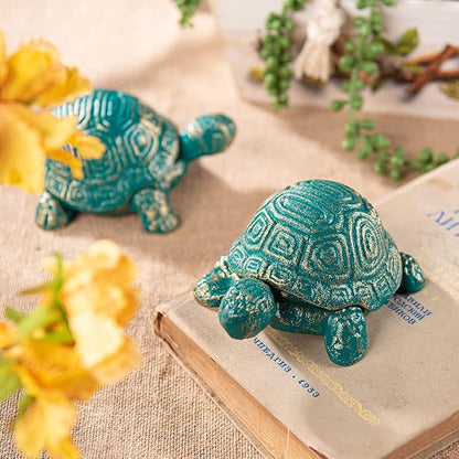 Sungmor Cast Iron Turtle Key Hider – Heavy Duty Indoor Outdoor Spare Key Holder & Garden Decor, Antique Green Small Animal Statue for Porch, Shelf, Patio | Heavy Duty Small Animal Figurine for Porch Patio Shelf Indoor Outdoor Home Ornament