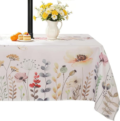 Honellaty Outdoor Tablecloth with Umbrella Hole and Zipper, 52 x 70 Inch | Easy-Install Rectangular Patio Table Cover, Spill-Resistant Washable Polyester for Outdoor Dining and Garden Parties