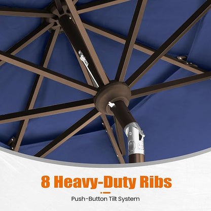 EliteShade USA 10-Year-Non-Fading 10ft 3-Tier Market Patio Umbrella, Commercial Grade Outdoor Table Umbrella with Crank Open, Windproof & UPF 50+ UV Protection, Heavy Duty Ventilation for Garden, Deck, Pool, Backyard, Beach & Bistro, Navy Blue