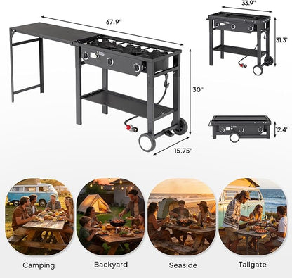 ROVSUN 2/3 Burner Outdoor Propane Gas Stove High Pressure Stand Cooker for Backyard Cooking Camping Home Brewing Canning Turkey Frying