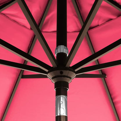 California Umbrella 12-Year-Non-Fading, 9Ft Premium Sunbrella Patio Umbrella, Hand-Crank, Button-Tilt, Bronze Frame, Hot Pink Fabric