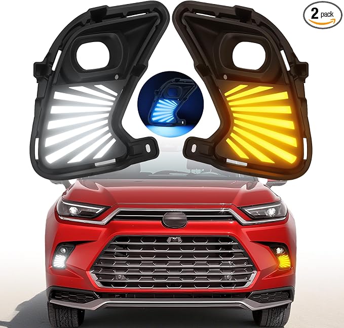 Led Fog Lights Drl for 2024 2025 2026 Toyota Grand Highlander Hybrid | Daytime Running Drl Turn Signal Lights Accessories Grand Highlander XLE Limited Platinum Sport