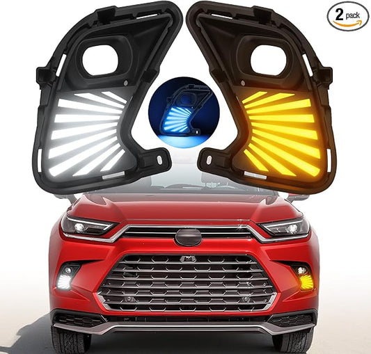 Led Fog Lights Drl for 2024 2025 2026 Toyota Grand Highlander Hybrid | Daytime Running Drl Turn Signal Lights Accessories Grand Highlander XLE Limited Platinum Sport
