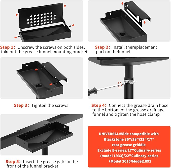 Rear Grease Drainage System for Blackstone, Grease Gate for Blackstone Grease Cup Upgraded Two mounting Options Blackstone Accessories