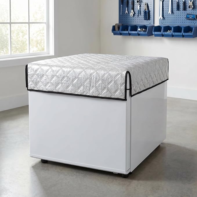 MAGICLULU Insulated Freezer Cover for Outdoor Chest Refrigerator, Aluminum Foil Thermal Blanket for Beverage Cooler, Waterproof Sun Protection Fridge Jacket, 50.3x39.3 Inches Silver Thermal Shield