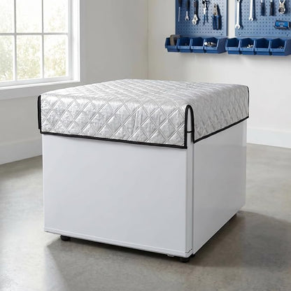 MAGICLULU Insulated Freezer Cover for Outdoor Chest Refrigerator, Aluminum Foil Thermal Blanket for Beverage Cooler, Waterproof Sun Protection Fridge Jacket, 50.3x39.3 Inches Silver Thermal Shield