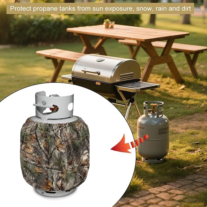 Camo 20lb Propane Tank Covers Hunting Branch Gas Cover Fits Standard 20 lb Tank Cylinder Heavy Duty Outdoor Grill Accessories Gift for Holiday