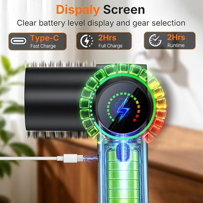 Electric Grill Brush for Outdoor, Portable BBQ Grill Cleaner | LED Light, 2 Replaceable Head, 3-Speed,LED Display, Gill Cleaning Brush Grill Accessories for Charcoal Grill, Gifts for Men