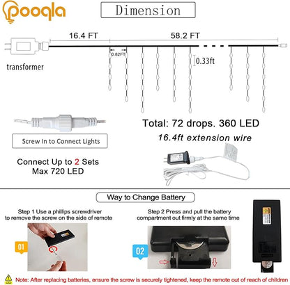 35 Colors Icicle Lights for Outside, 58FT Icicle Christmas Lights | Outdoor Roof Christmas Lights with Remote, Color Changing LED Hanging String Lights for Roof Window Halloween Decorations
