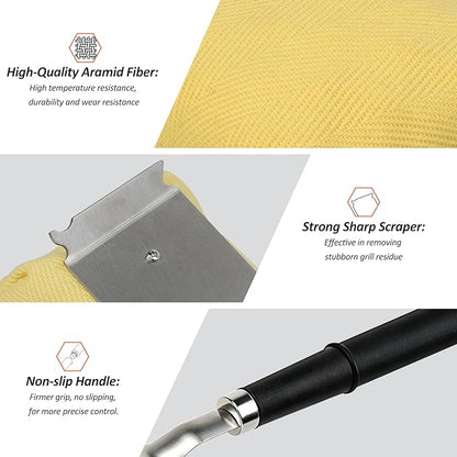 TNTOR Grill Brush Bristle Free with Scraper, 2 Removable BBQ Clearning Brush Head and 18" Handle BBQ Grill Brush for Outdoor Grill, Grill Tools for Grill/Smoker/Gas/Charcoal, Grill Gifts for Dads
