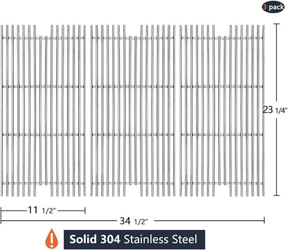 Hongso 304 Stainless Steel Grid Grates 54911 Replacement for VGBQ 30" T Series, VGBQ 41" T Series, VGBQ 53" T Series, VGBQ300T, VGBQ0302T, VGBQ3002RT, VGBQ4103RT Gas Grill, 23 1/4" x 11 1/2", 3 Pack