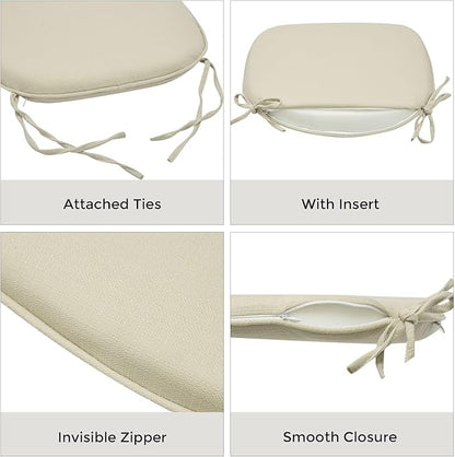 Outdoor Chair Cushions Set of 2,Patio Seat Cushion 17"x16"x2",U-Shaped Dining Chair Cushion 17 by 16 Inch,Water Resistant,Fade-Resistant Chair Pads for Kitchen Garden Furniture(Antique Beige)