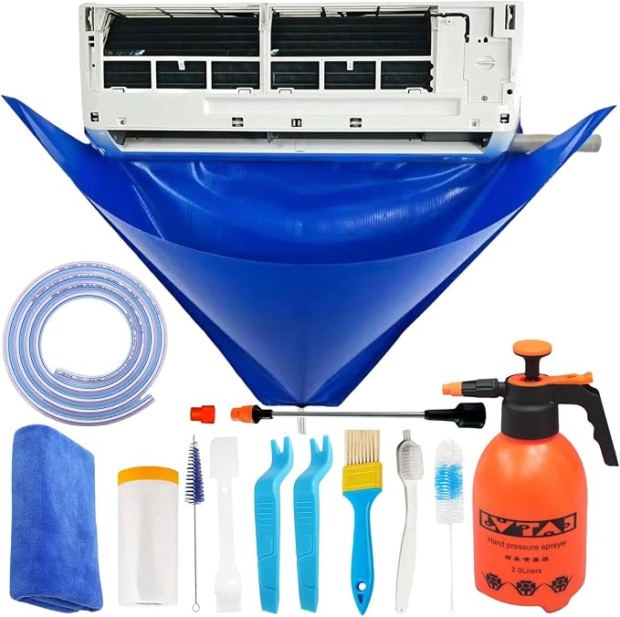 Oiktylr Mini Split Cleaning Kit with 2L Pressure Sprayer, Fits 38-48in | Waterproof & Leakproof AC Cleaning Kit Bag, Reusable, Durable PVC, Fits Systems 18,000-24,000 BTU Air Conditioner Unit