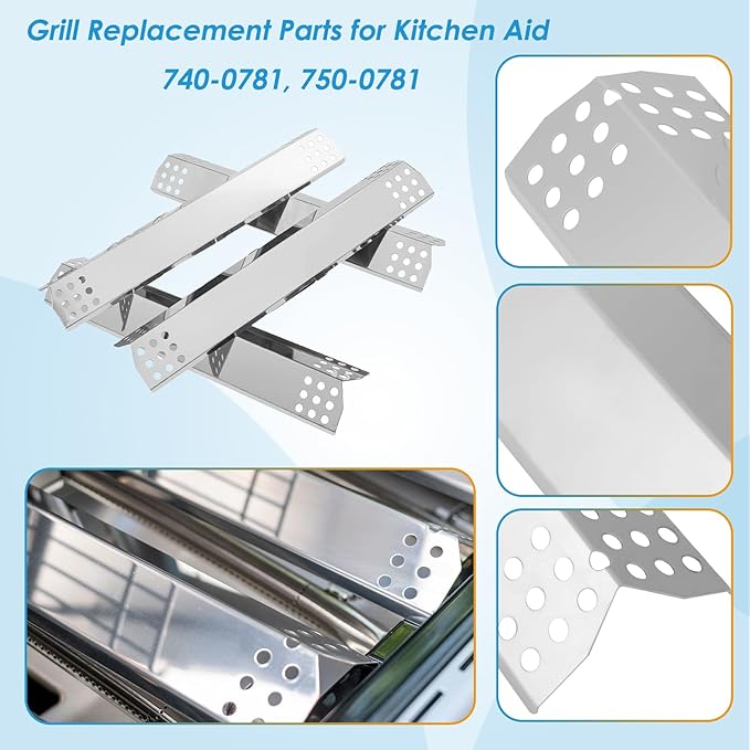 740-0781 Grill Parts for KitchenAid 740-0781 750-0781 720-0856V 720-0856, Cooking Grate, Heat Plate & Burner Kit for Kitchenaid Grill Replacement Parts 740-0781 NEX13000399A0