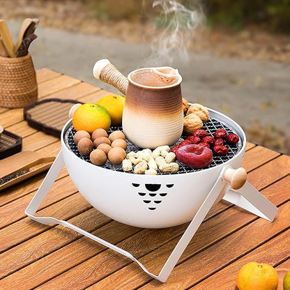 Charcoal Stove, Foldable Portable Barbeque Stove, Barbeque Grill with Anti-Scalding Handle, for Outdoor Garden Table Travel Picnic Pan-Fried Meat Tea Brewing Hot Pot Cooking