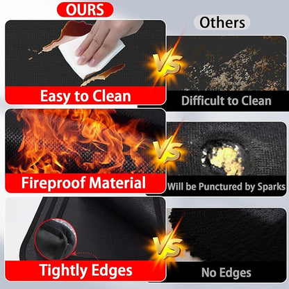 Large 60 x 40 Inch BBQ Under Grill Mat for Outdoor, Indoor Fireplace Mat Fire Pit Mat, Double-Sided Fireproof Grill Pad, Waterproof Under Pet Cage Mat