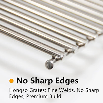 Hongso SCG637 17.5 inch 304 Stainless Steel Grill Grates for Weber Spirit E210, Spirit 200 E-210 S-210 E-215 S-215 E-220 S-220, Spirit II E/S 210 Grills (Front-Mounted Control), 7637 for Spirit 2 GS4